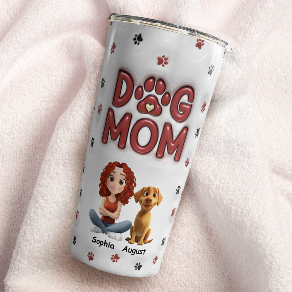 PSTB03 Dog Mom Dog Mum Dog Lover 3D Inflated Effect - Personalized Custom Tumbler