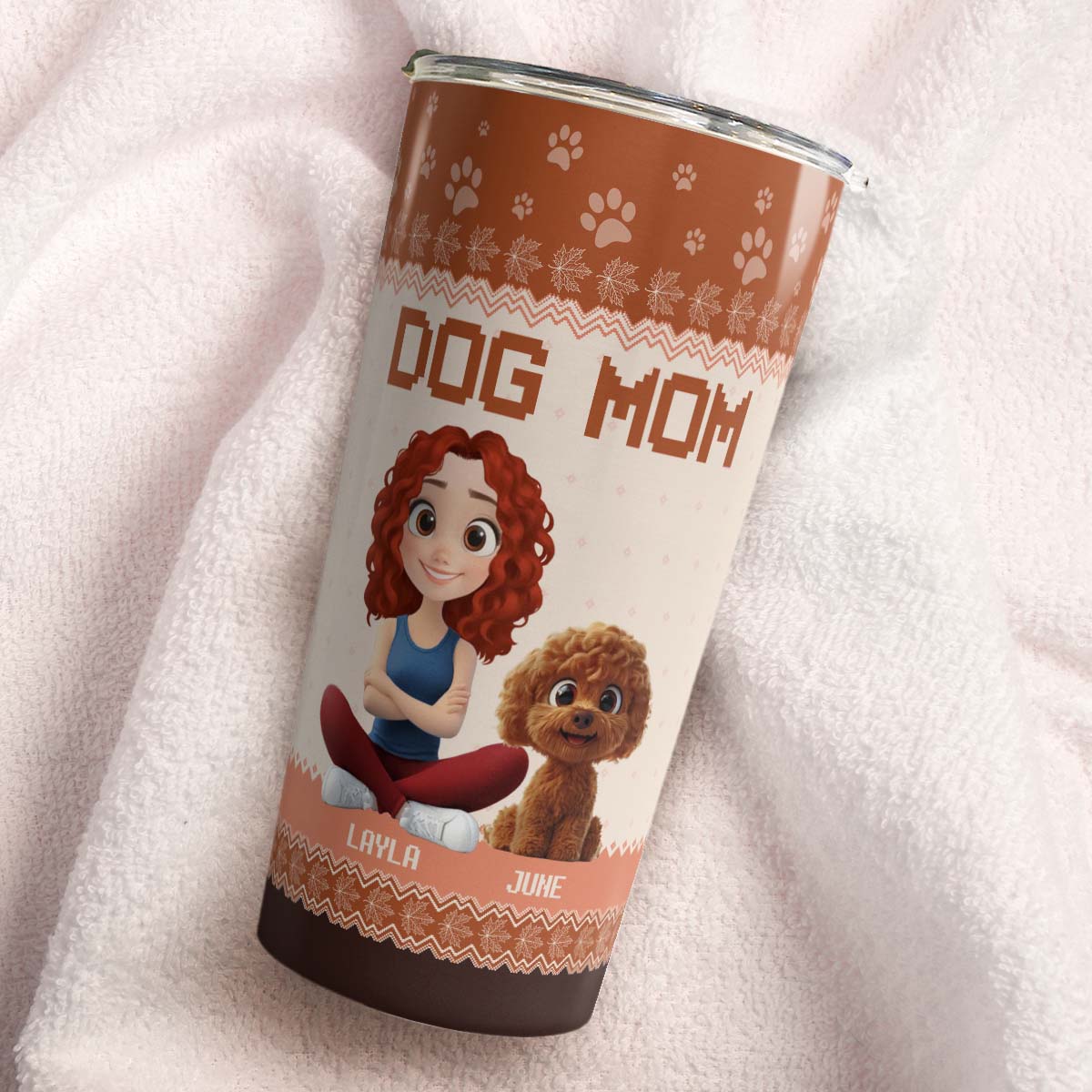 PSTB13 Dog Mom Mum Autumn Leave 3D Cartoon Cute - Personalized Custom Tumbler