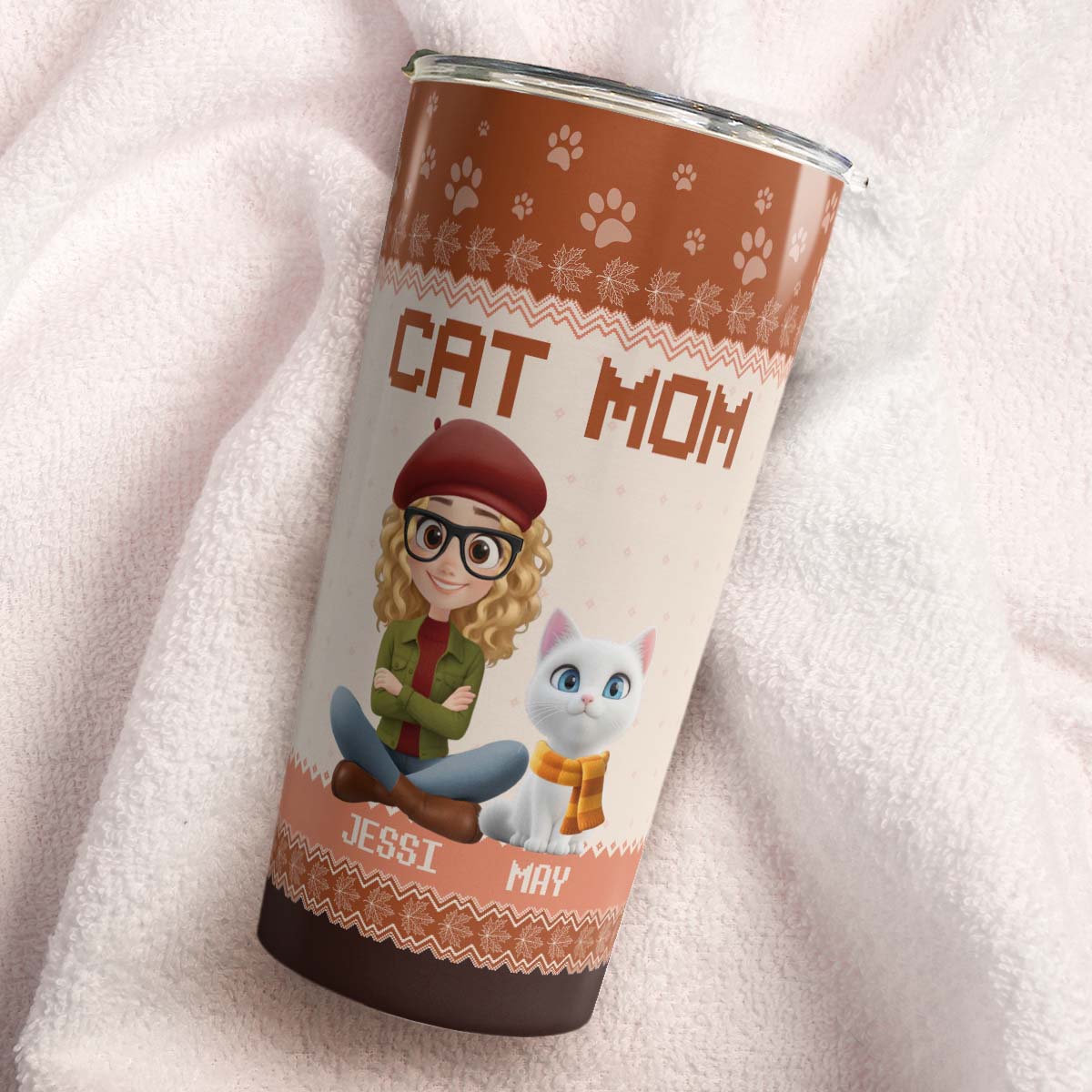 PSTB17 Cat Mom Mum Autumn Leave 3D Cartoon Dog Lover - Personalized Custom Tumbler