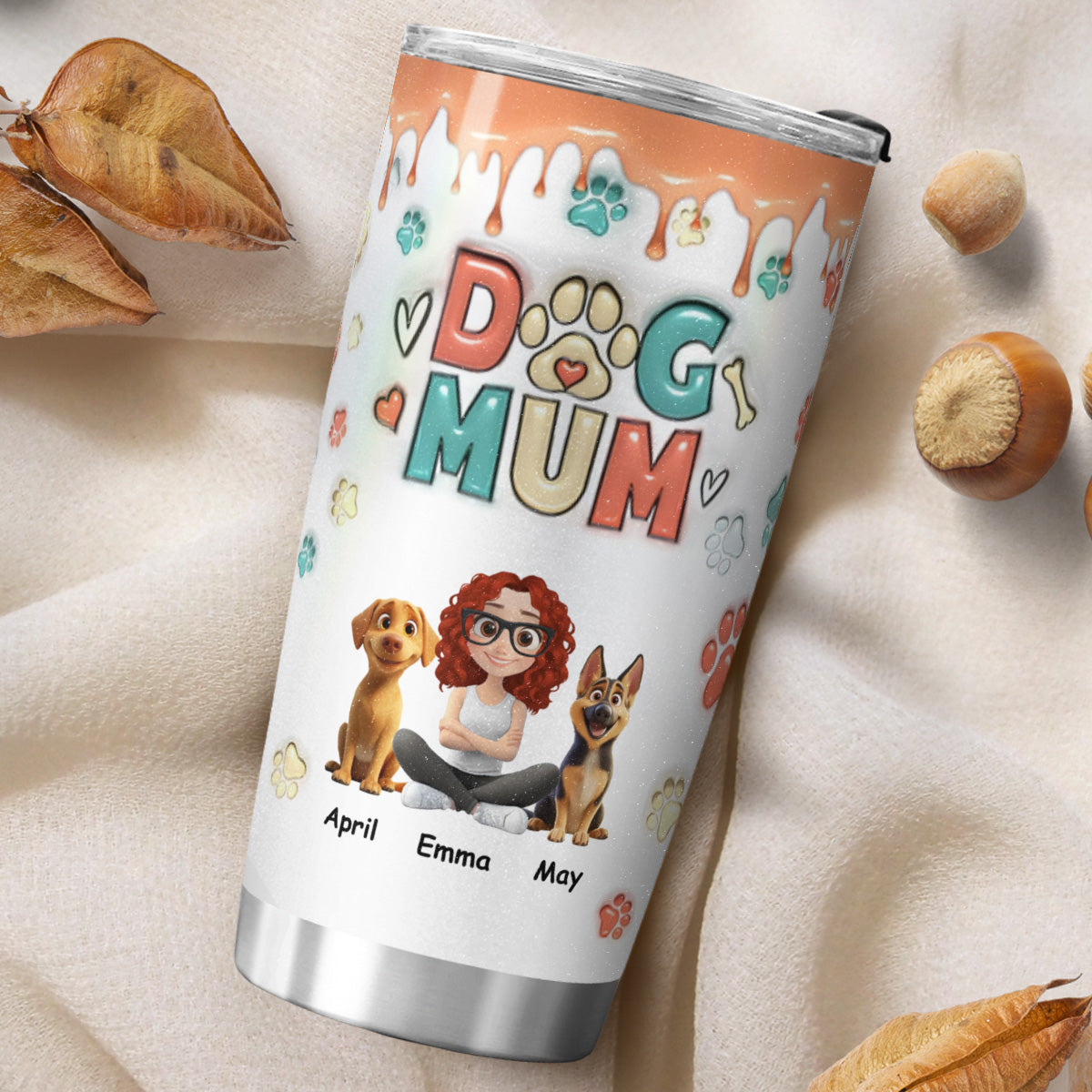 PSTB02 Dog Mom Dog Lover 3D Inflated Effect - Personalized Custom Tumbler