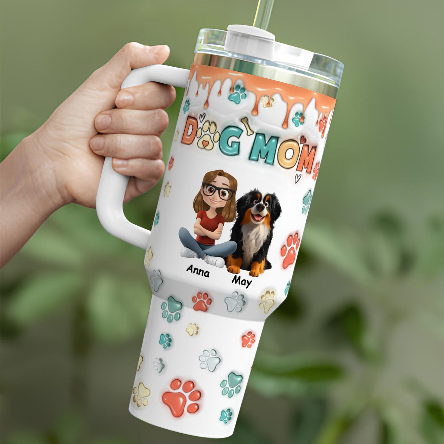PSTB02 Dog Mom Dog Lover 3D Inflated Effect - Personalized Custom Tumbler