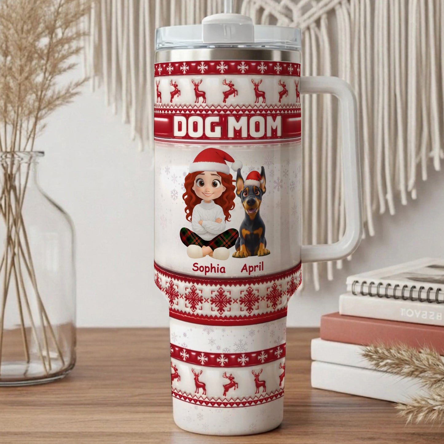 PSTB11 Dog Mom Dog Lover Christmas Ver 3D Inflated Effect - Personalized Custom Tumbler