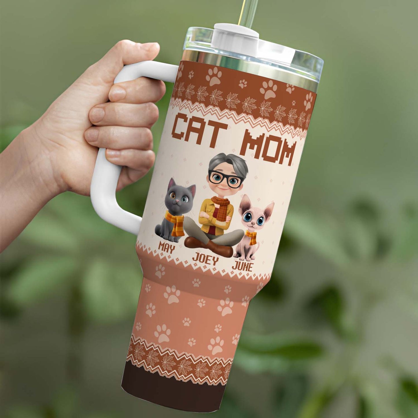 PSTB17 Cat Mom Mum Autumn Leave 3D Cartoon Dog Lover - Personalized Custom Tumbler
