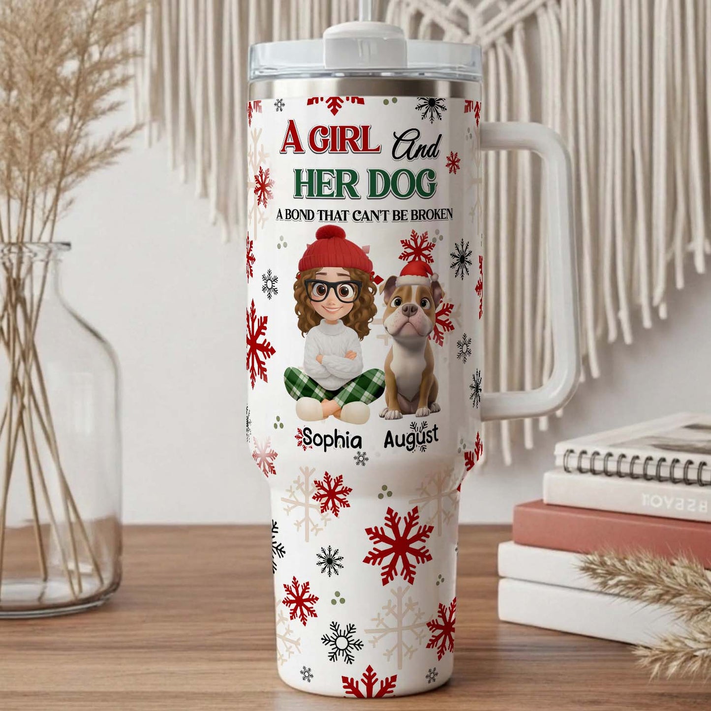 PSTB25 Girl And Her Dog Chirstmas - Personalized Custom Tumbler