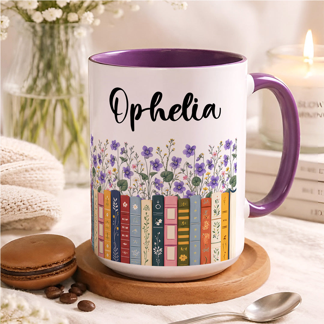 APST05 Birth Flower For Book Lovers - Personalized White Mug Accent Mug