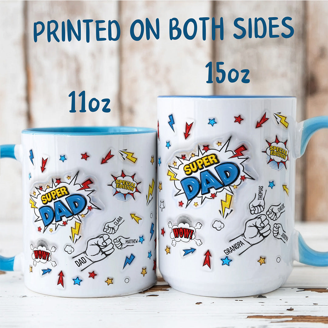 TPST07 Super Dad Happy Father's Day - 3D Inflated Effect Custom Personalized Mug