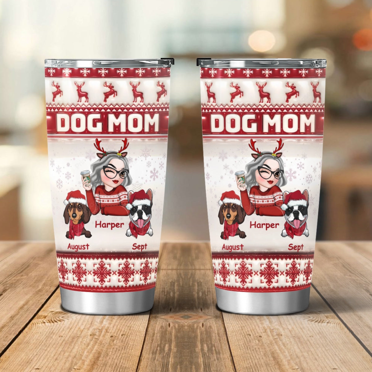 PSTB10 Dog Mom Christmas Decoration Ver 3D Inflated Effect - Personalized Custom Tumbler