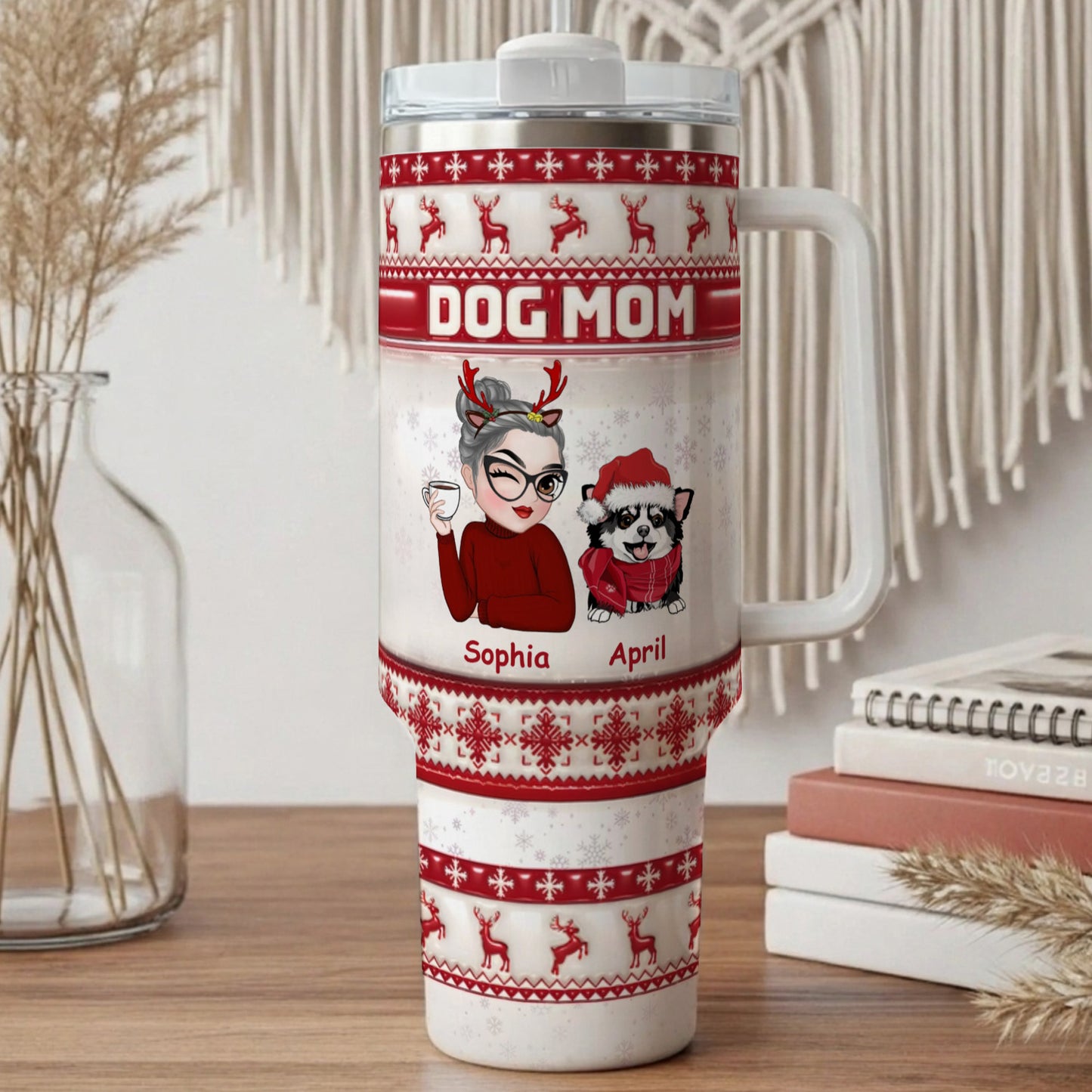 PSTB10 Dog Mom Christmas Decoration Ver 3D Inflated Effect - Personalized Custom Tumbler