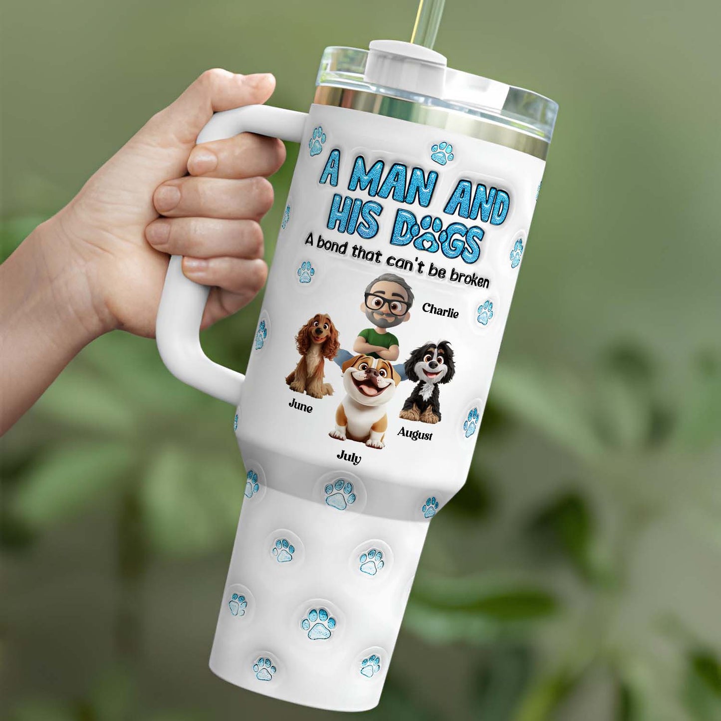 PSTB29 A Man And His Dog 3D Inflated Effect - Personalized Custom Tumbler