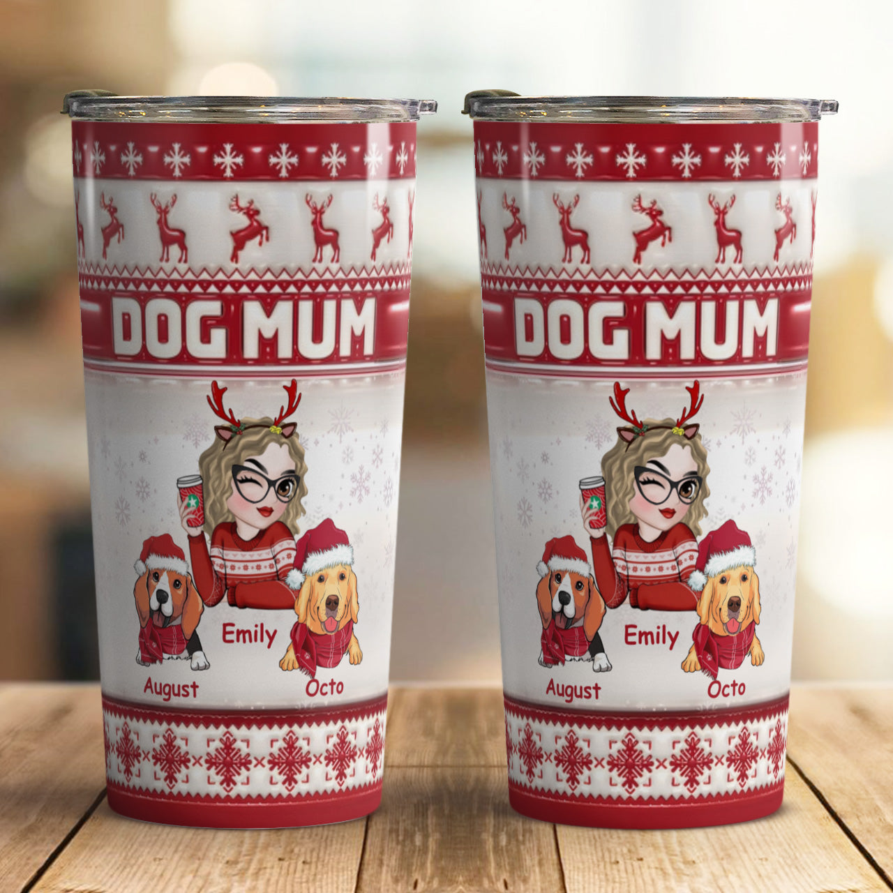 PSTB10 Dog Mom Christmas Decoration Ver 3D Inflated Effect - Personalized Custom Tumbler