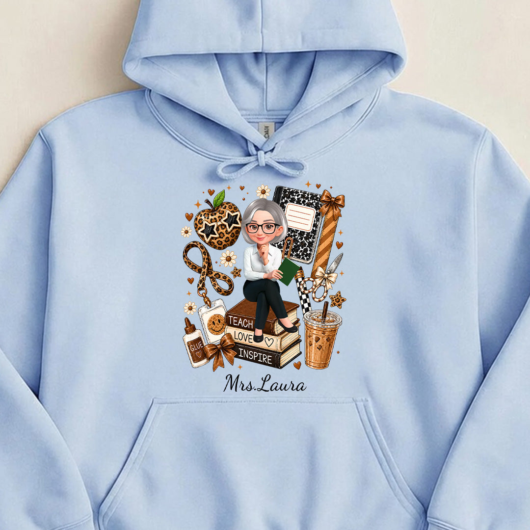 UPST102 Teach Love Inspire Leopard Style - Personalized T-shirt Hoodie