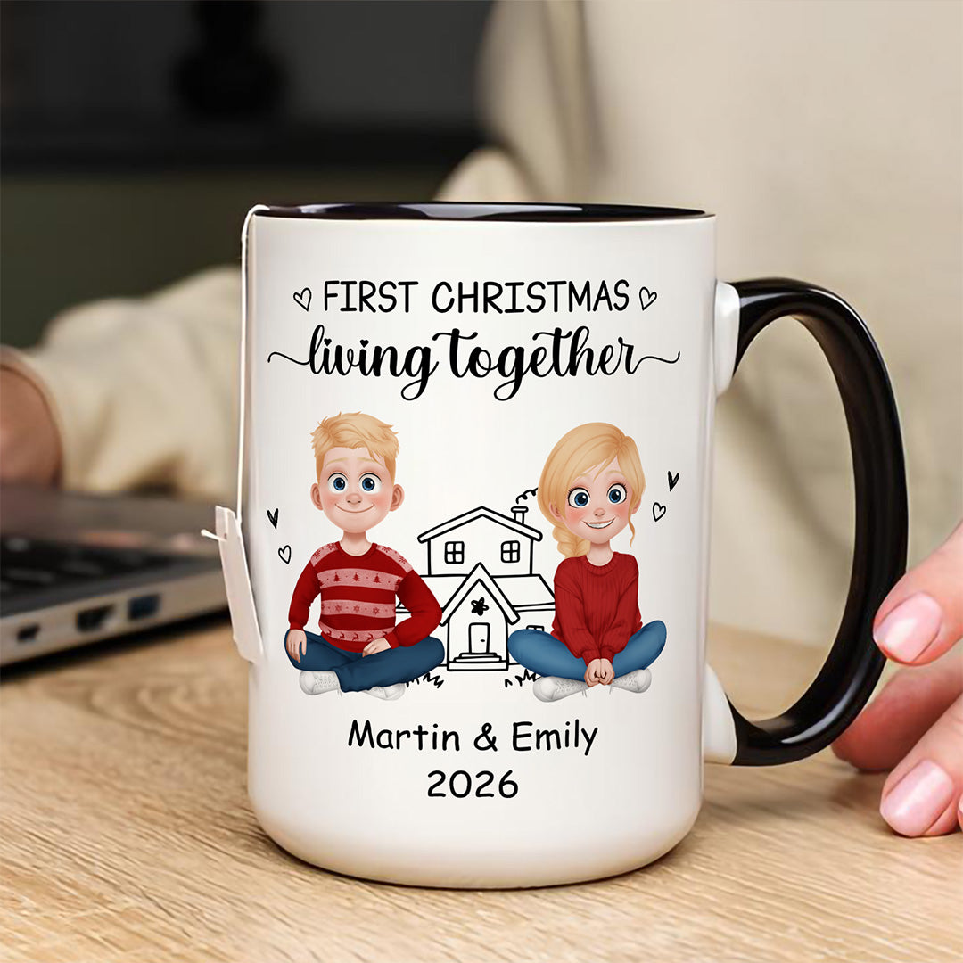UPST111 First Christmas Living Together - Personalized White Mug Accent Mug