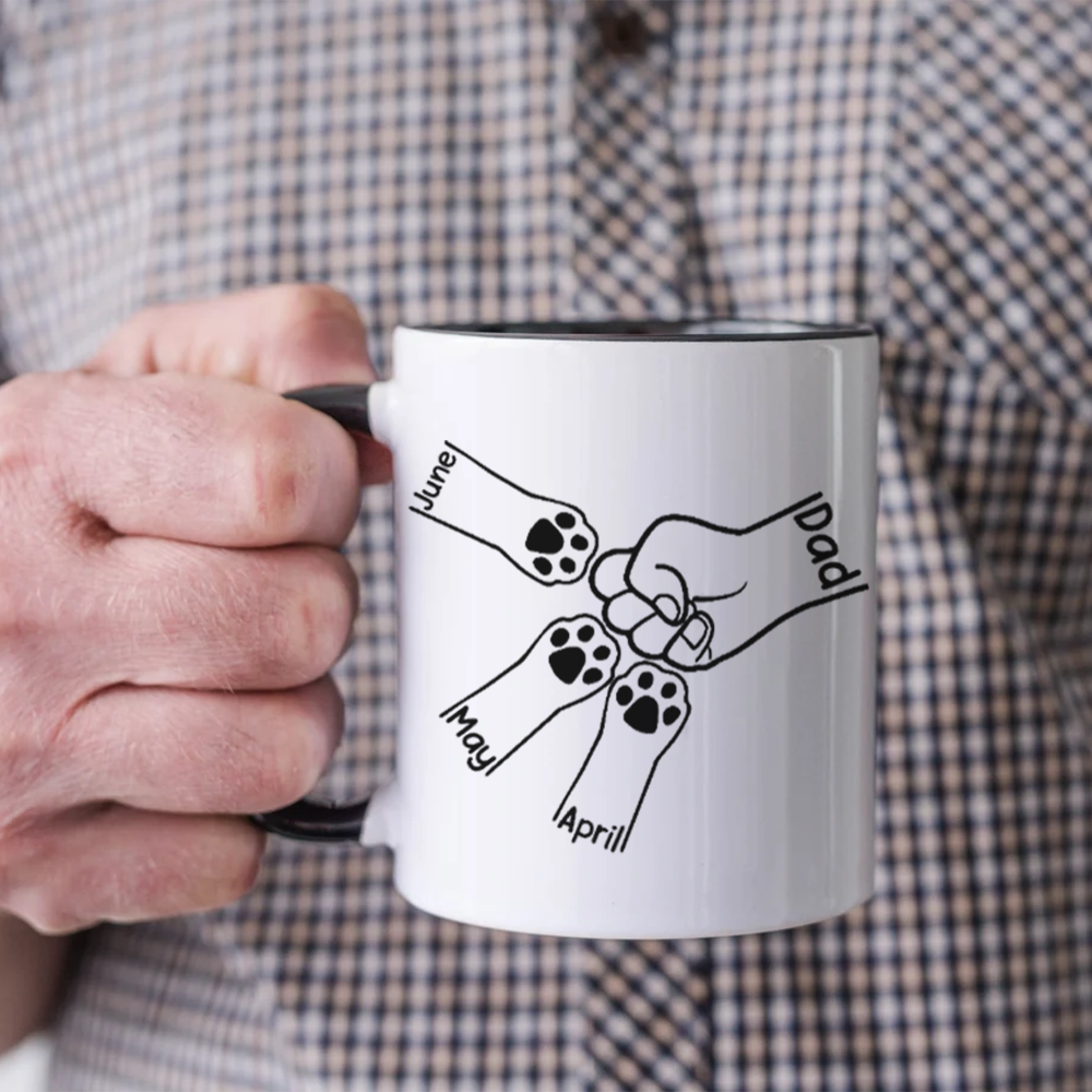 ETT3051 Paws And Human Fist Bump-Personalized Custom Coffee Mug