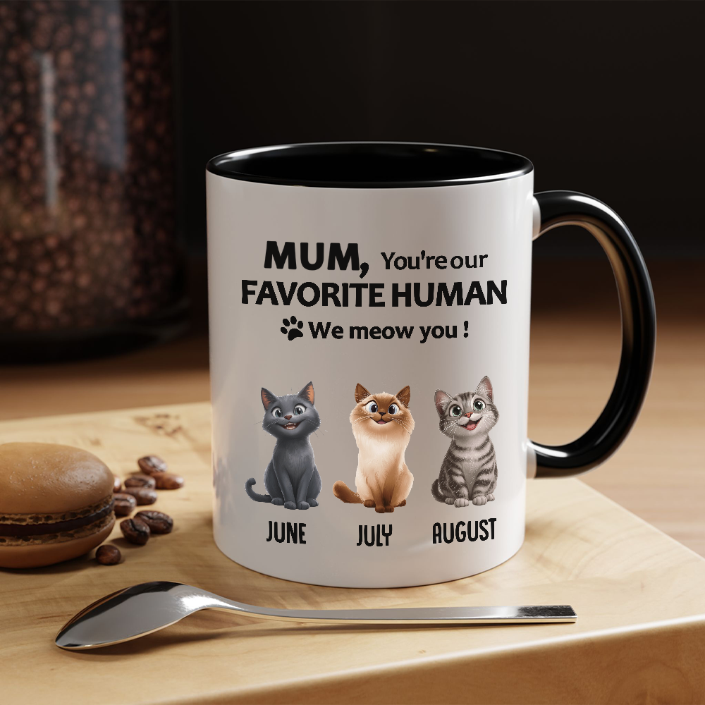 Miah1512 Dad Mom You're My Favorite Human I Meow You-Personalized Custom Accent Mug