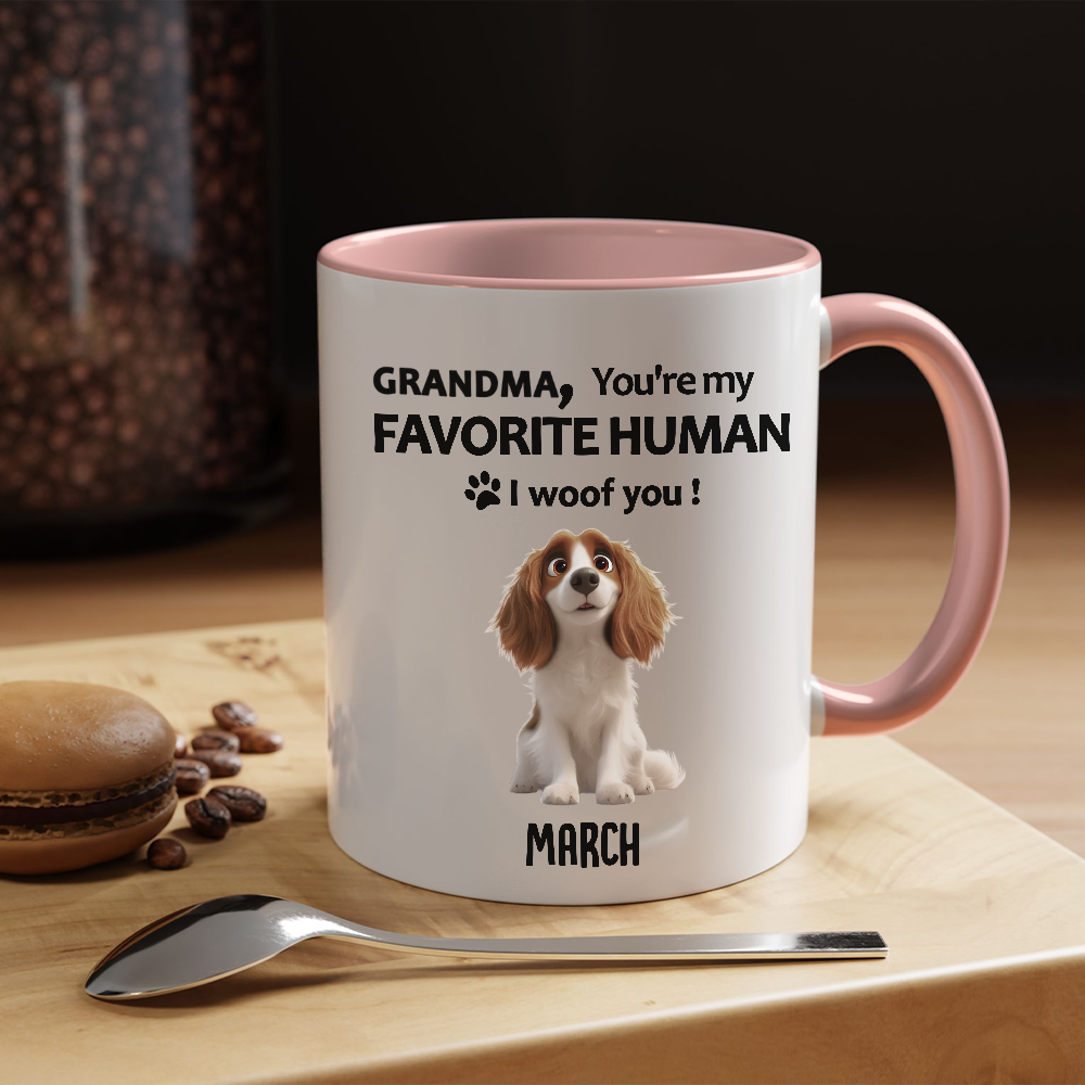 Miah1501 Dad Mom You're My Favorite Human I Woof You-Personalized Custom Accent Mug