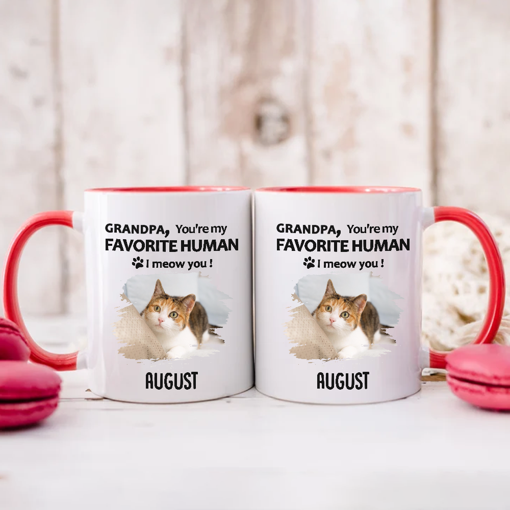 Miah1512 Dad Mom You're My Favorite Human I Meow You-Personalized Custom Accent Mug
