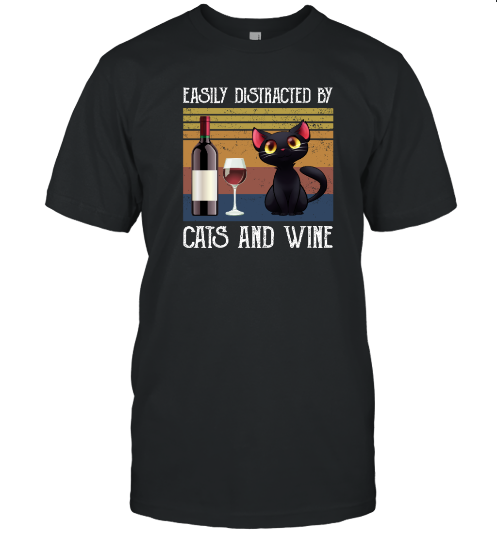 ETT262a Easily Distracted By Cats And Wine