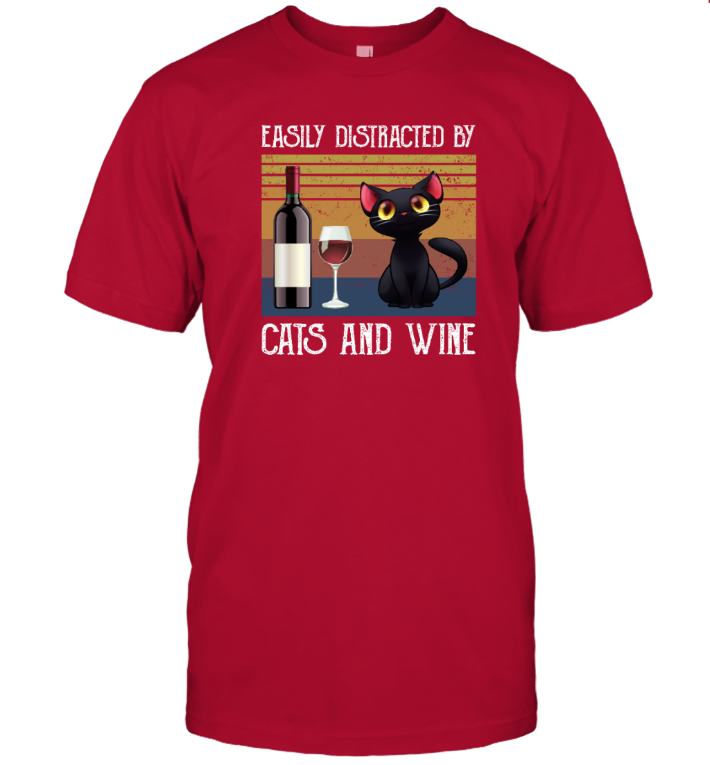 ETT262a Easily Distracted By Cats And Wine