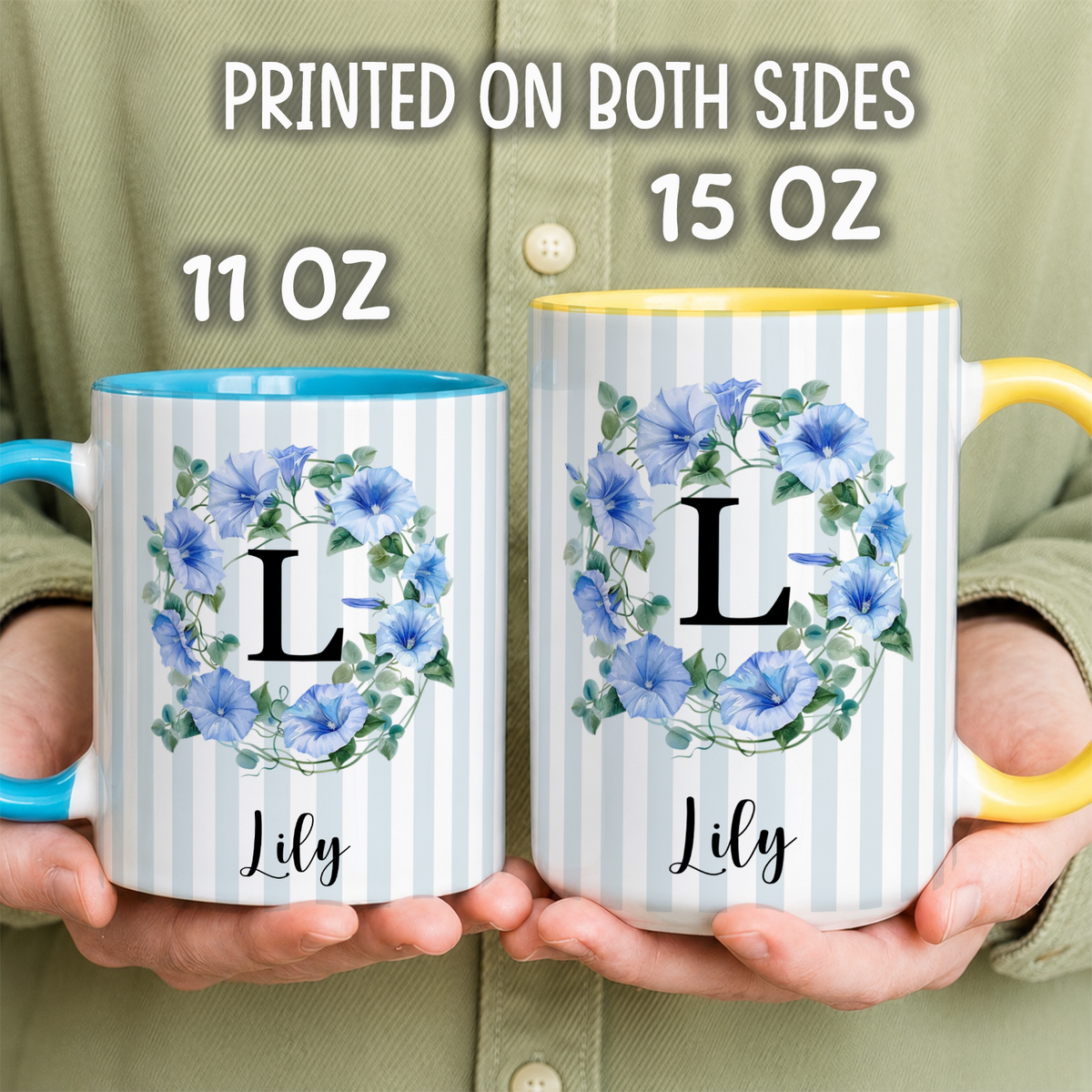VPST75 Birth Flower Custom Name - Personalized White Mug Accent Mug