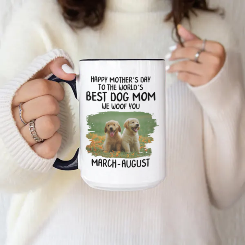Miah1506 Happy Mother's Day To The World's Best Dog Mom I Woof You-Personalized Custom Coffee Mug