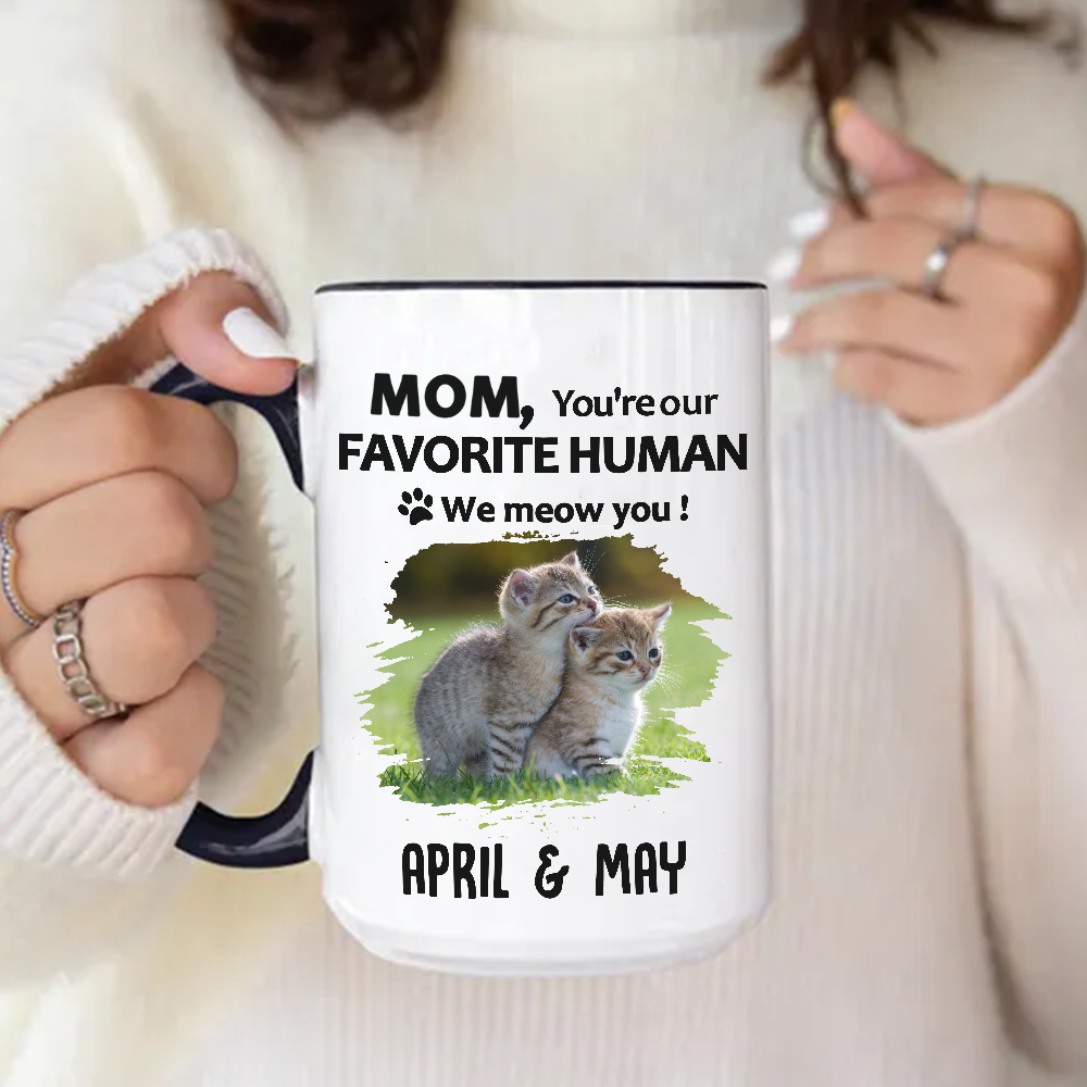 Miah1512 Dad Mom You're My Favorite Human I Meow You-Personalized Custom Accent Mug