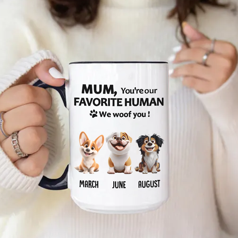 Miah1501 Dad Mom You're My Favorite Human I Woof You-Personalized Custom Accent Mug
