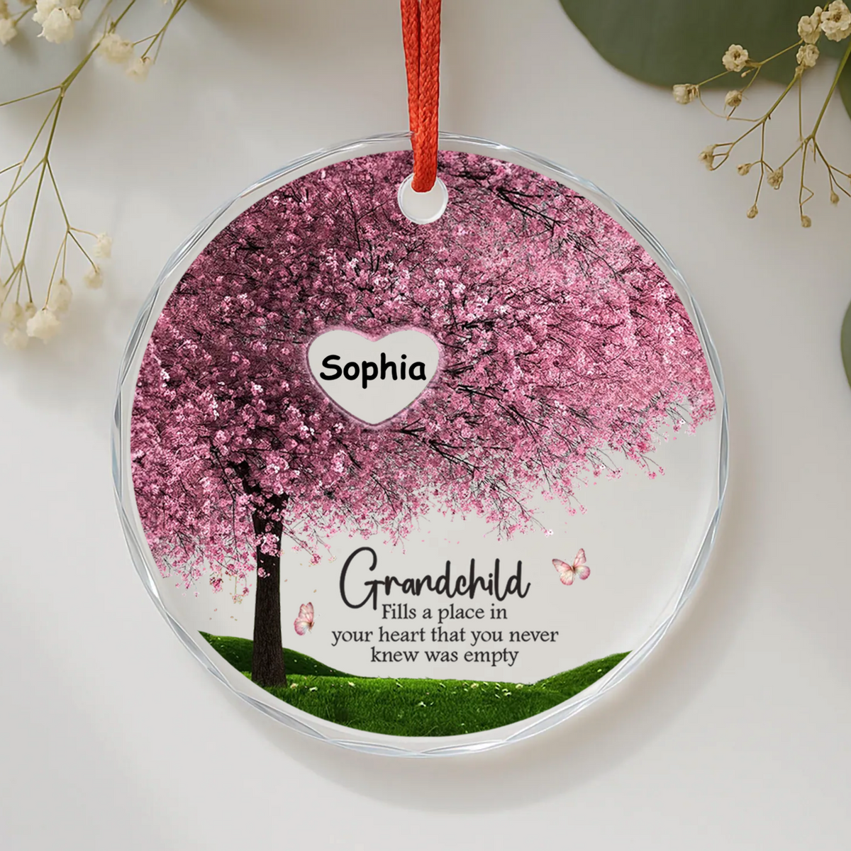 UPST166 Grandchildren Fill A Place In Your Heart That You Never Knew Was Empty - Personalized Glass Ornament