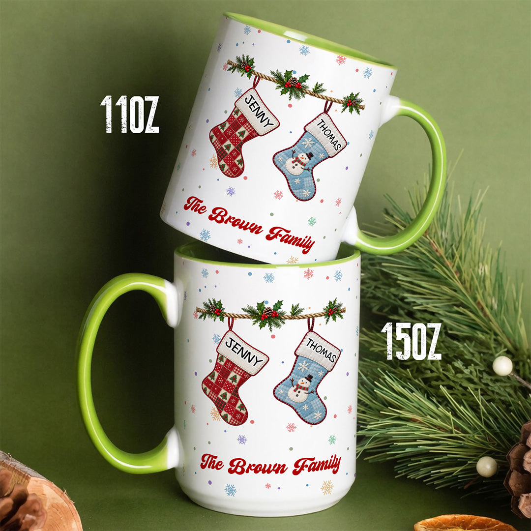 UPST180 Family Christmas Stocking - Personalized White Mug Accent Mug