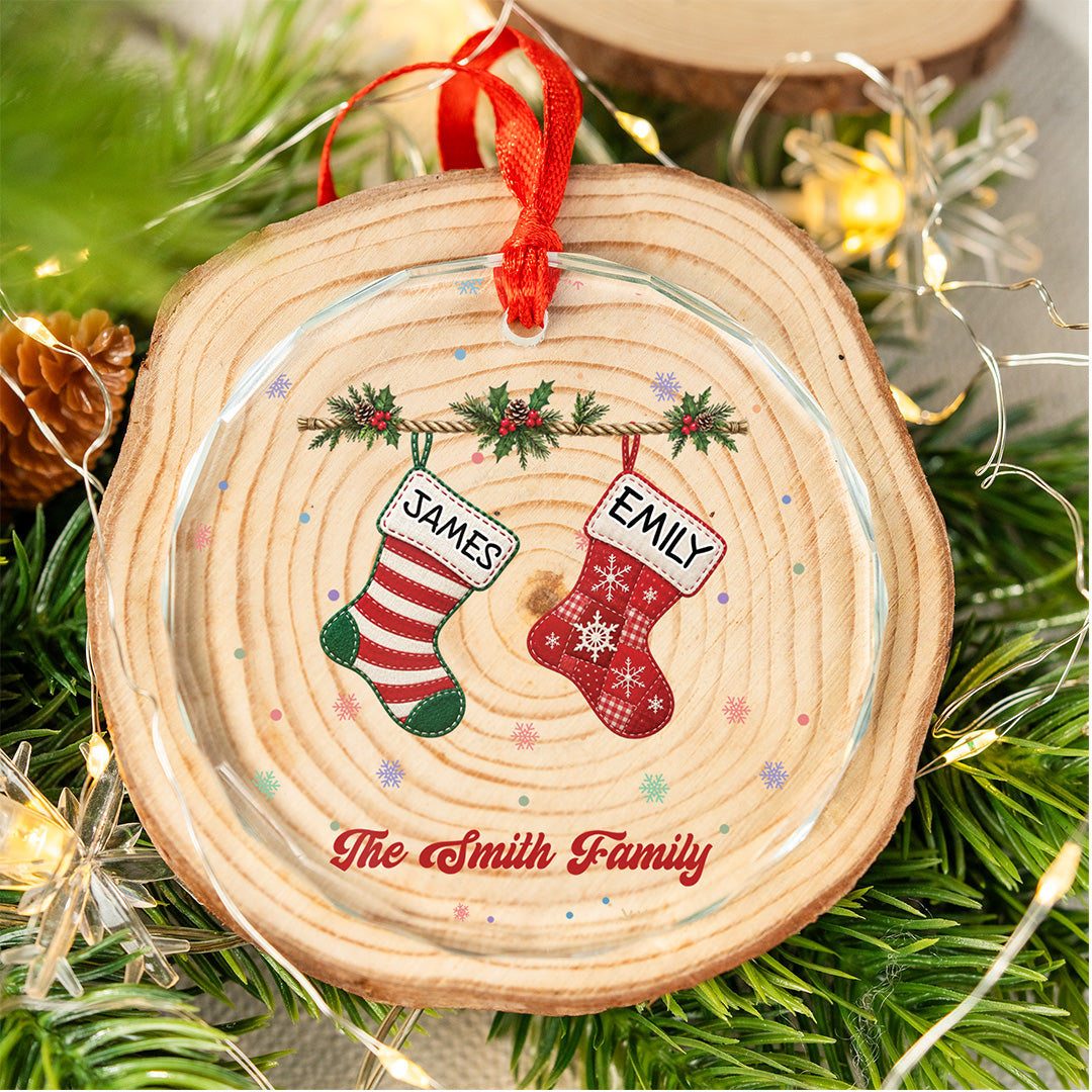 UPST181 Family Christmas Stocking - Personalized Glass Ceramic Ornament