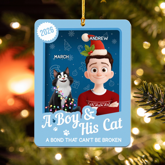 PSTG08 A Man And His Cat A Bond That Can't Be Broken - Personalized Acrylic Ornament