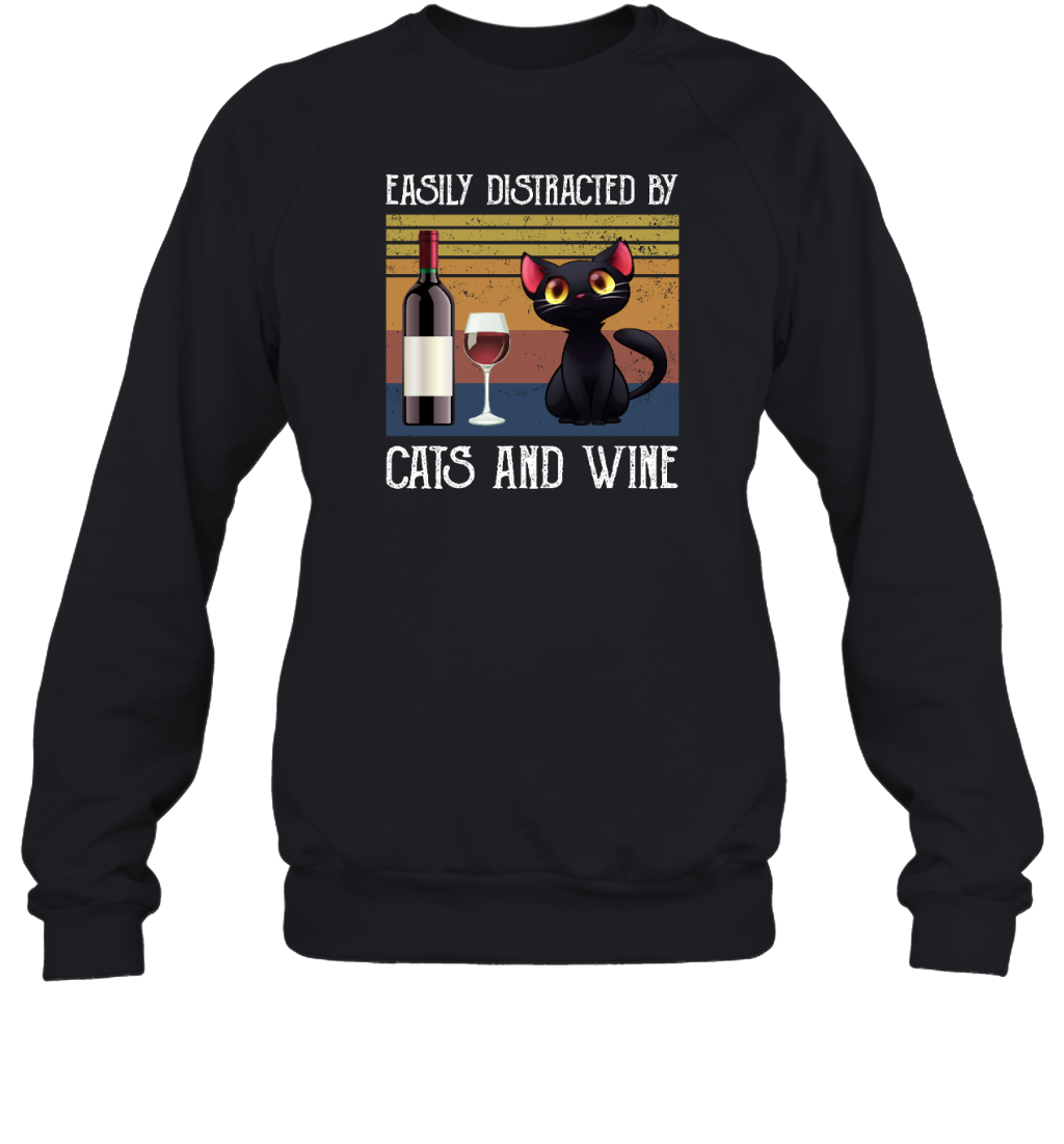 ETT262a Easily Distracted By Cats And Wine