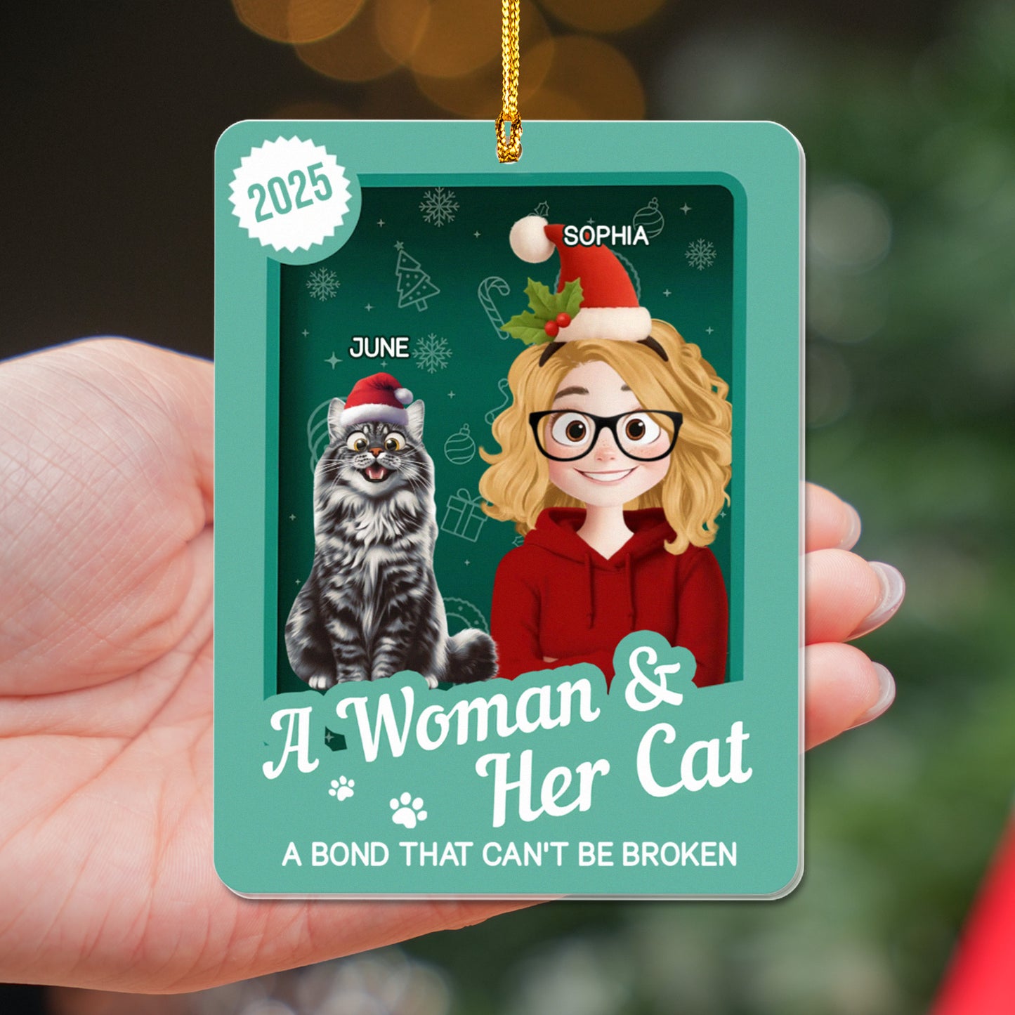 PSTG07 A Girl And Her Cat A Bond That Can't Be Broken - Personalized Acrylic Ornament