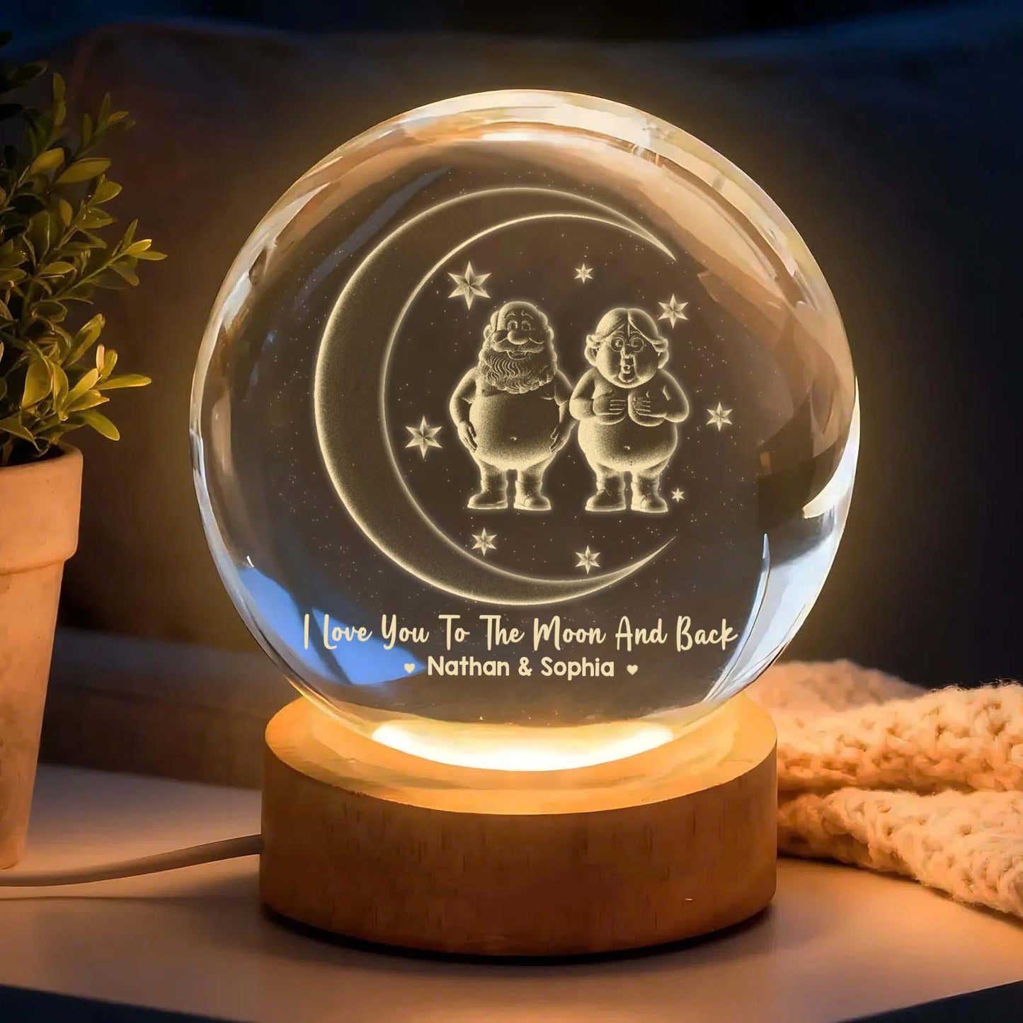 PCB06 I Love You To The Moon And Back - Custom 3D Crystal Ball Lamp
