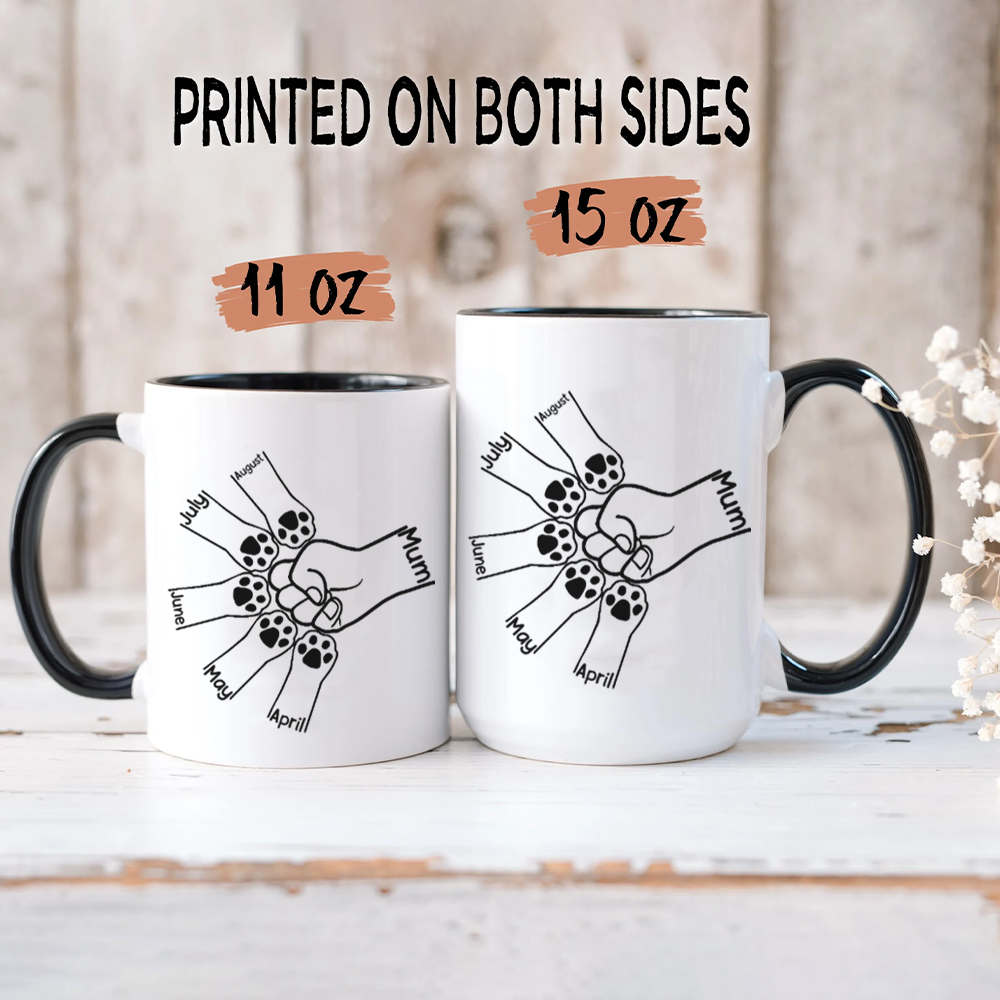 ETT3051 Paws And Human Fist Bump-Personalized Custom Coffee Mug