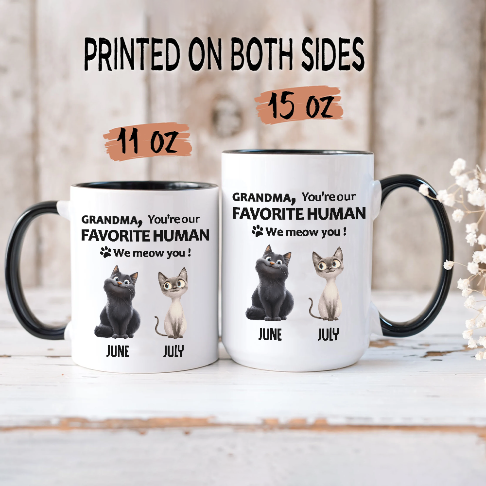 Miah1512 Dad Mom You're My Favorite Human I Meow You-Personalized Custom Accent Mug