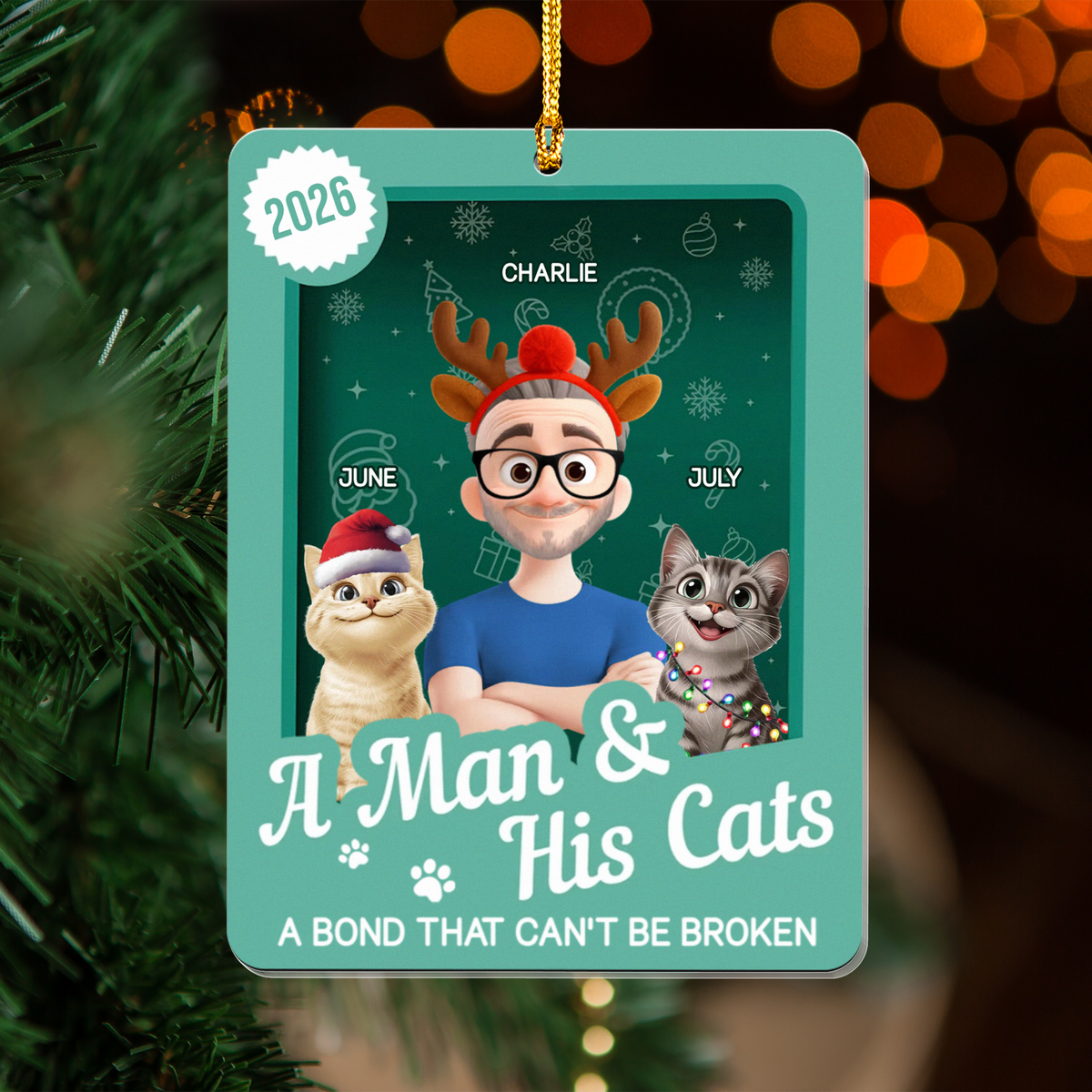 PSTG08 A Boy And His Cat A Bond That Can't Be Broken - Personalized Acrylic Ornament