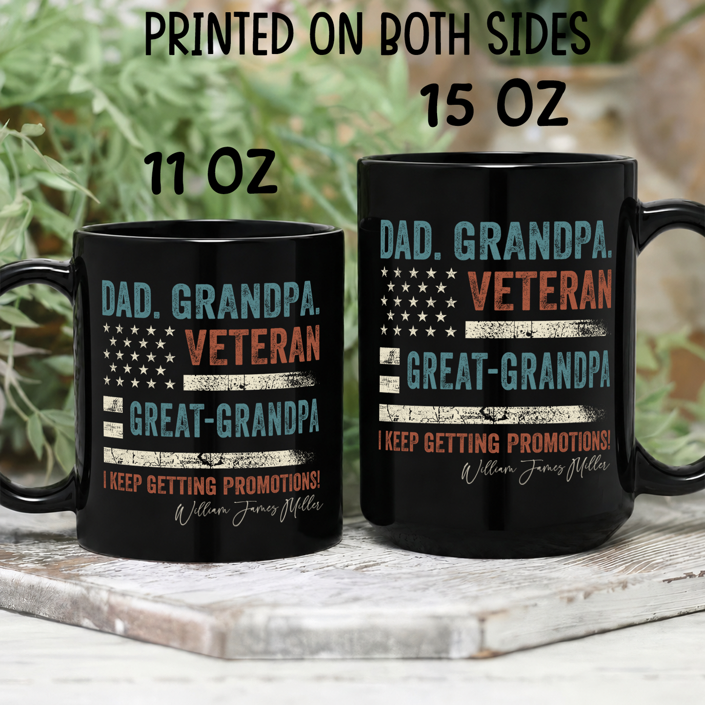 VPST25 Dad Grandpa Veteran Great-Grandpa - Personalized Black Mug