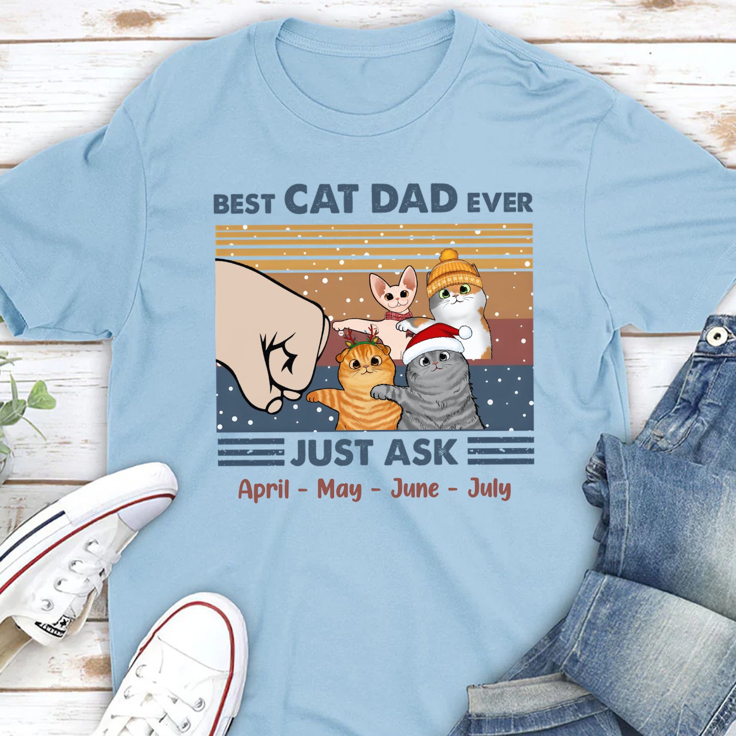 PST59 Best Cat Dad Ever Just Ask Fist Bump Cat Lover Xmas - Personalized Custom