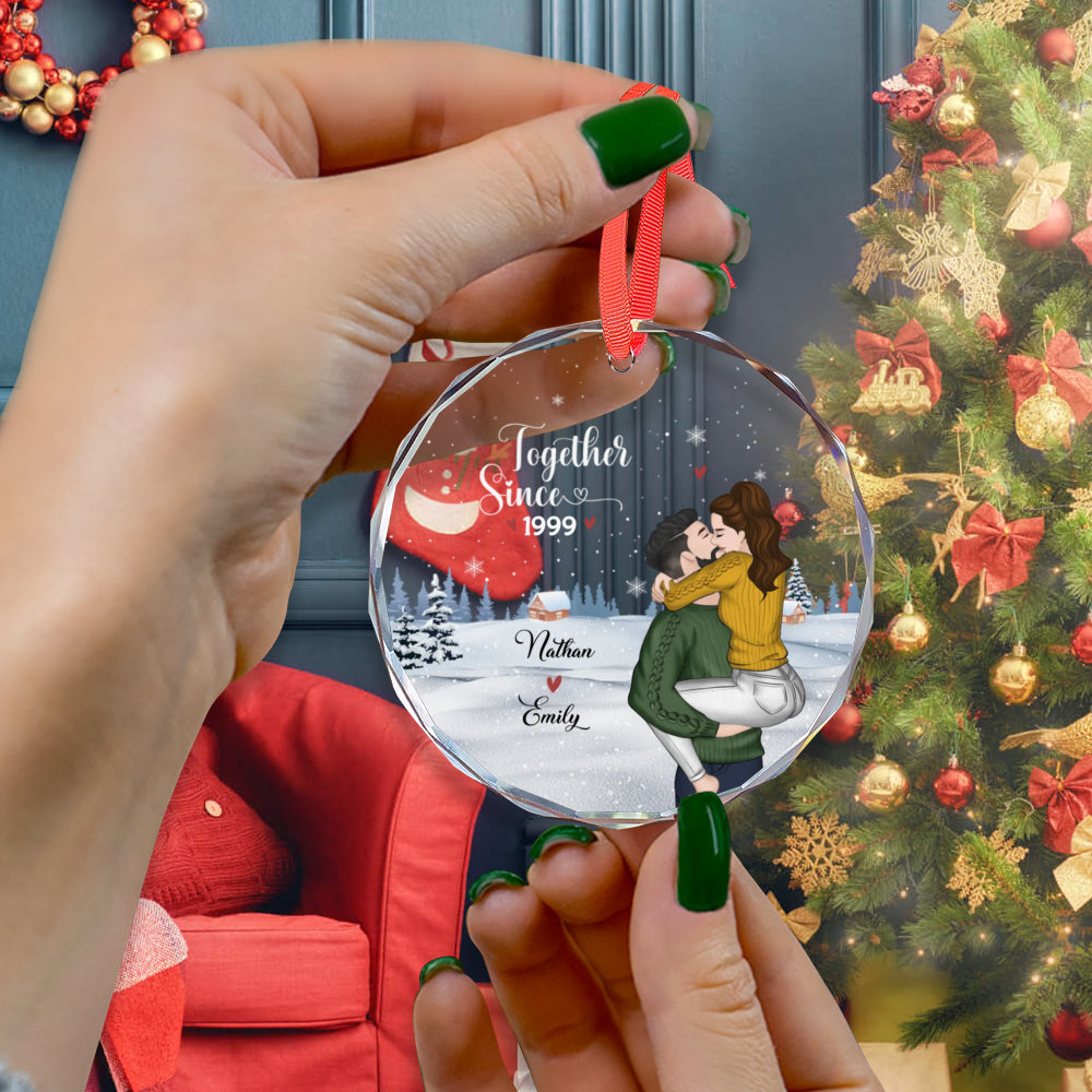 PST247 Our First Christmas Together - Personalized Glass Ornament