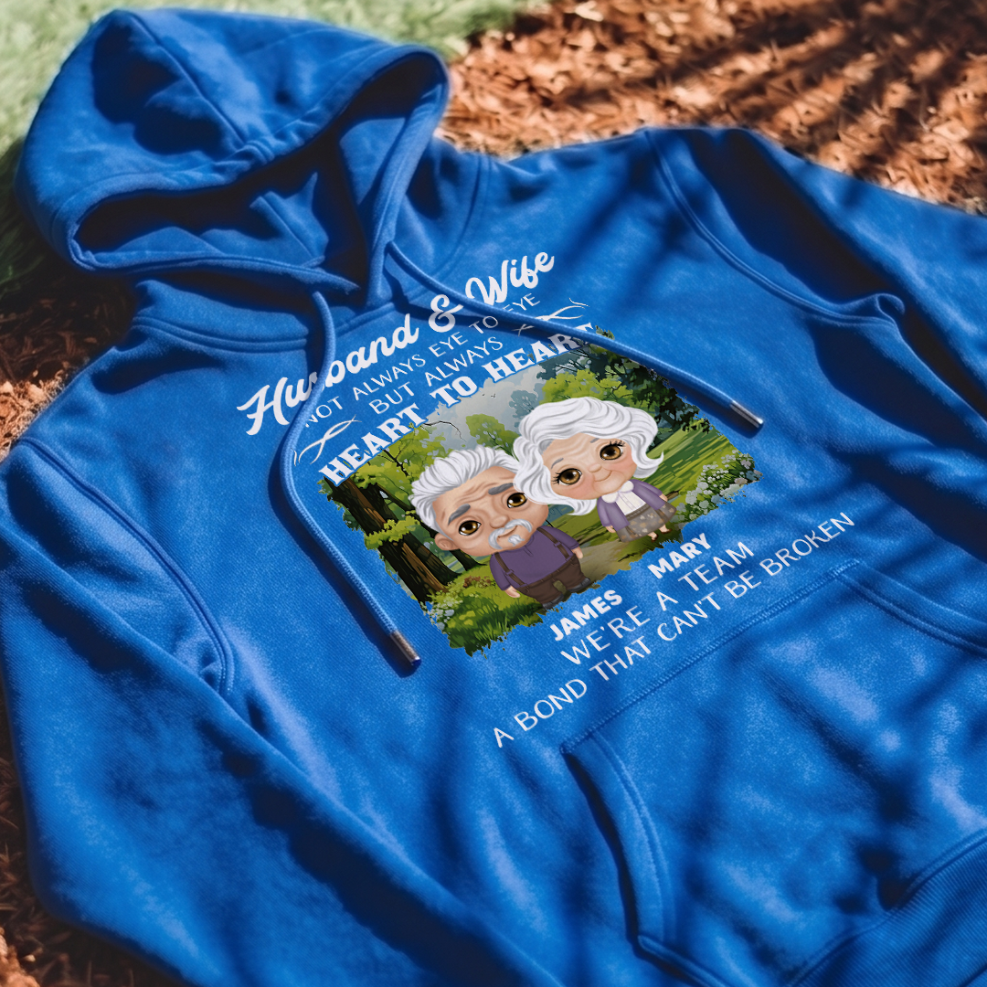 MPST07 Husband Wife Heart To Heart A Bond That Can't Be Broken - Personalized T-shirt Hoodie