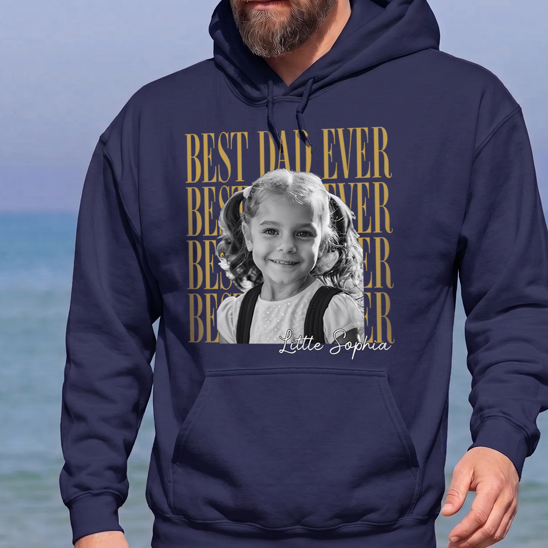 VPST47 Best Dad Ever Vintage Photo Upload - Personalized T-shirt Hoodie