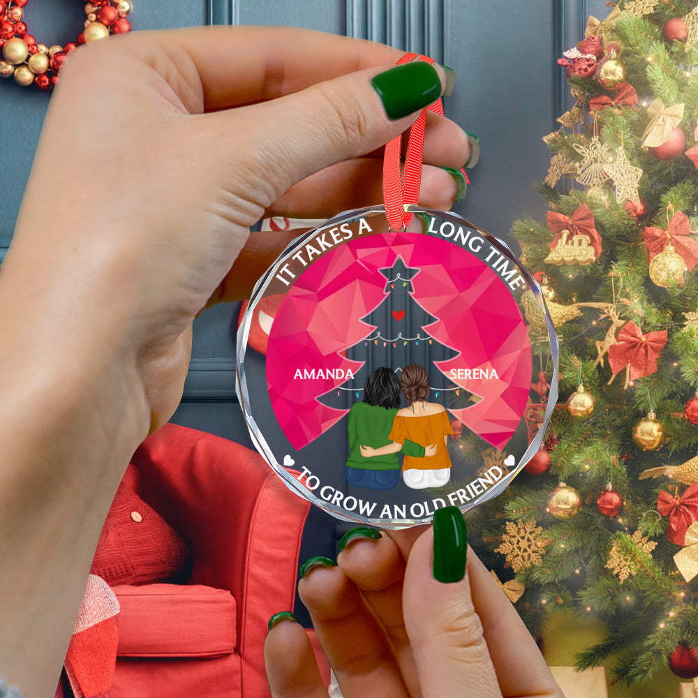 PSTG06 Grow An Old Friend Christmas Tree - Personalized Glass Ornament