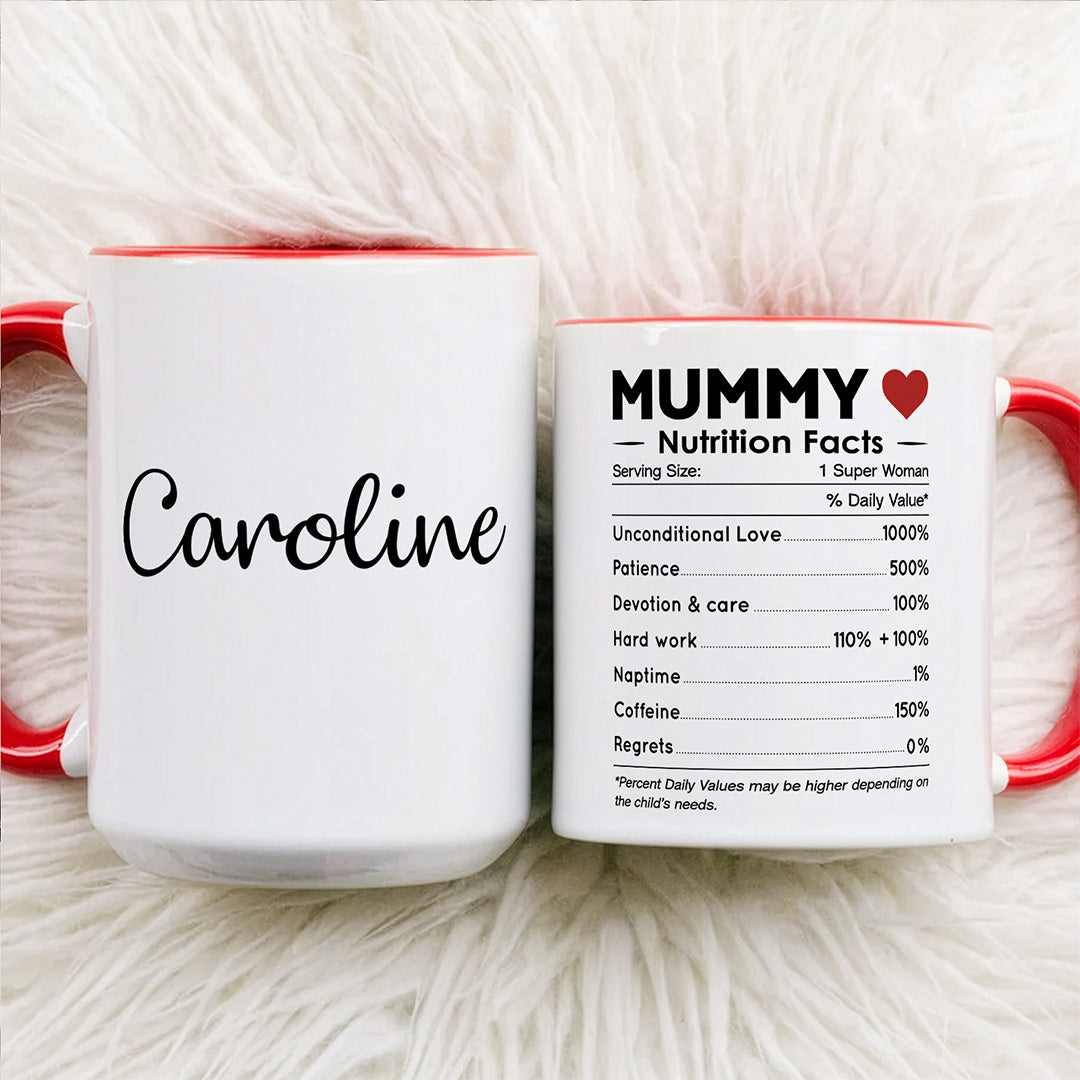 UPST68 Parents Nutrition Facts - Personalized White Mug Accent Mug
