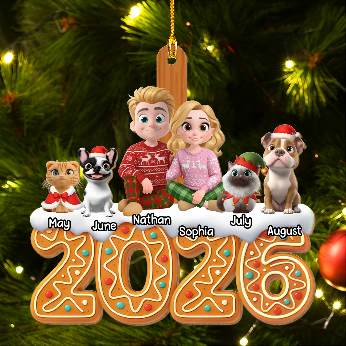 PSTG18 2026 Fur Parents Christmas Gingerbread 3D Effect - Personalized Acrylic Wood Ornament
