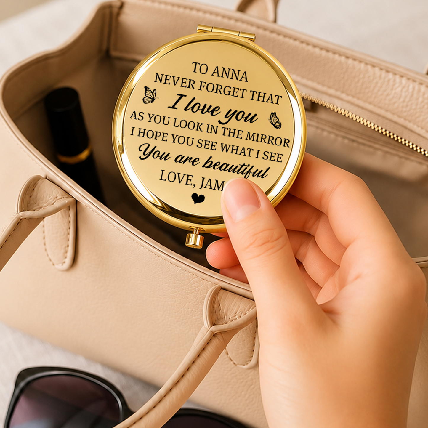 VPST42 Never Forget That I Love You - Personalized Custom Compact Mirror