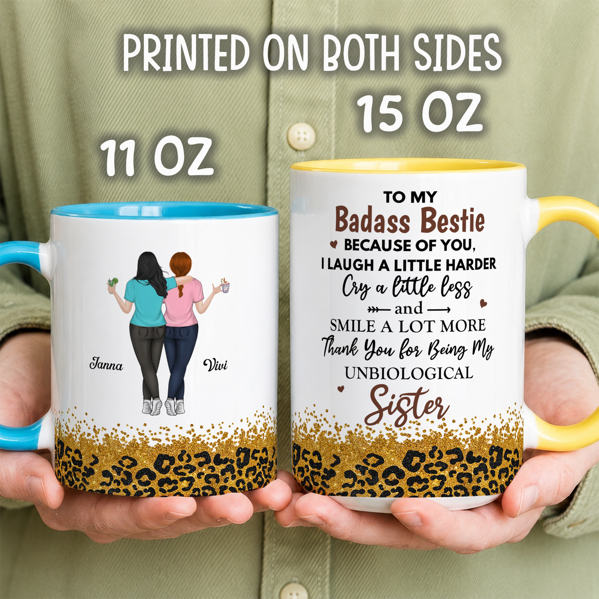 APST13 To My Badass Bestie Because Of You I Laugh A Little Harder - Personalized White Mug Accent Mug