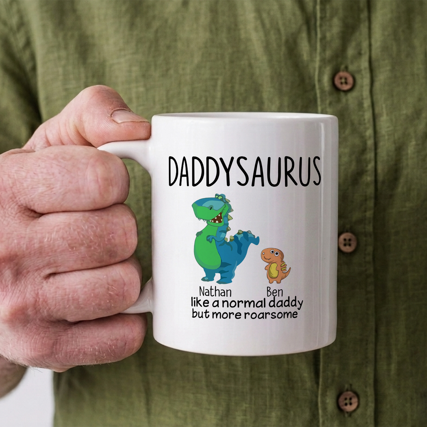VPST08 Grandpasaurus And Kids Funny - Personalized White Mug Accent Mug