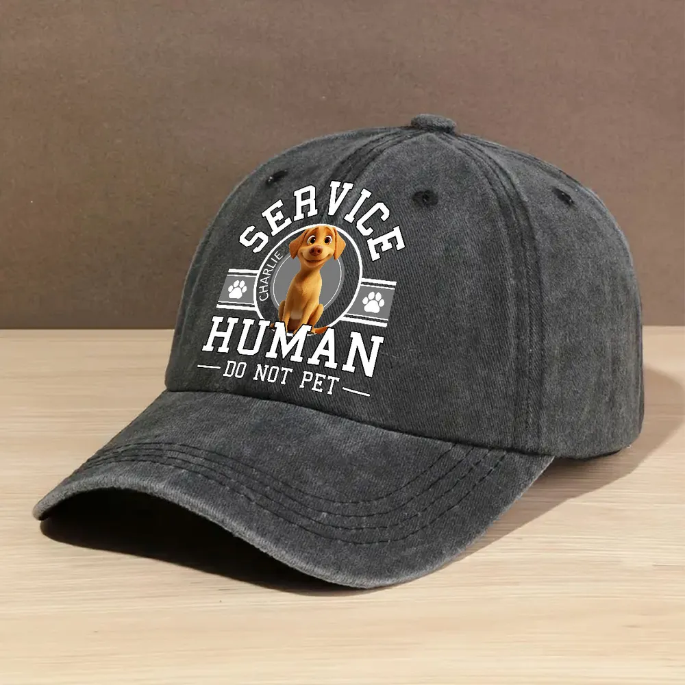 PSC01 Dog Service Human Do Not Pet - Personalized Custom Wash Denim Cap