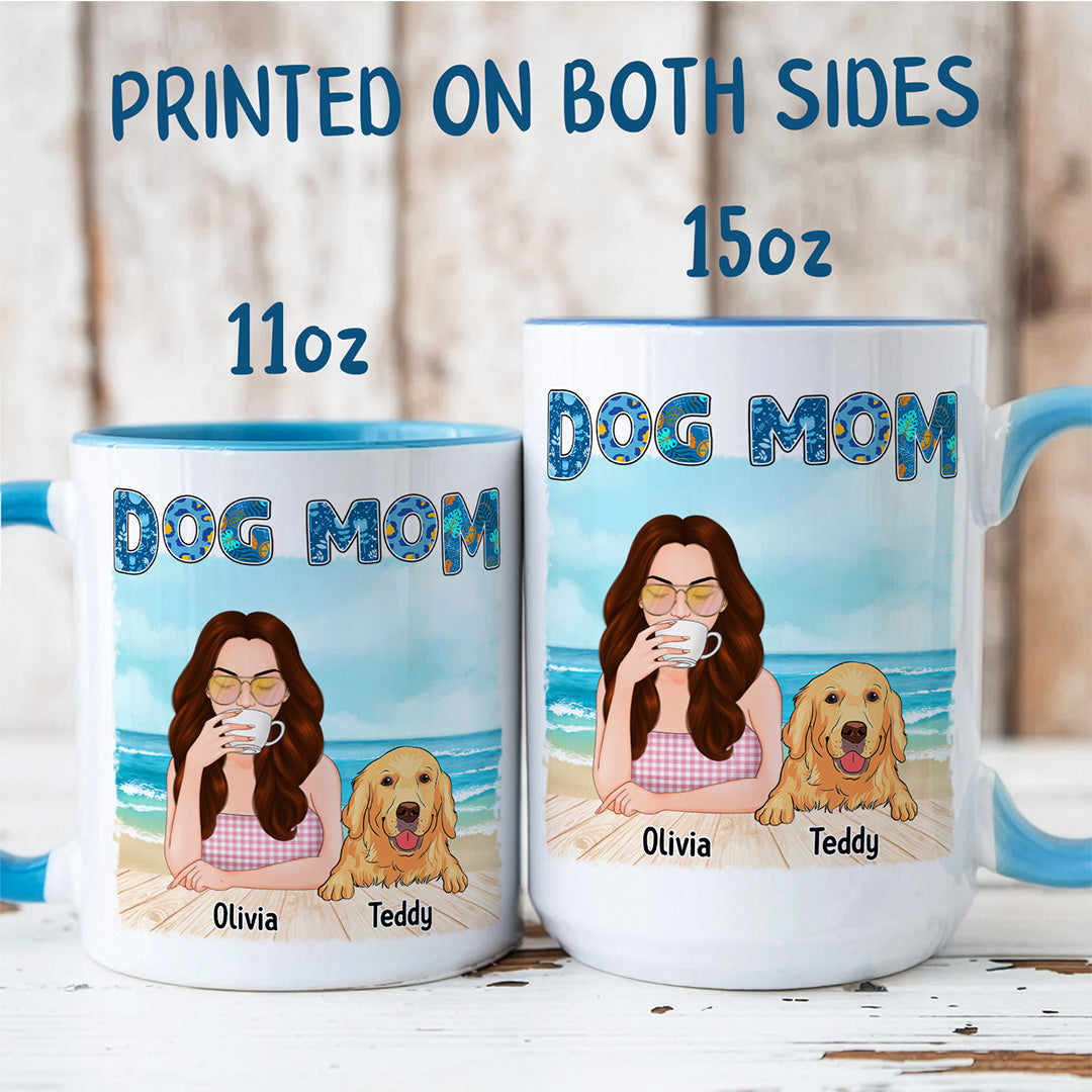 UPST79 Dog Mom On The Beach - Personalized White Mug Accent Mug