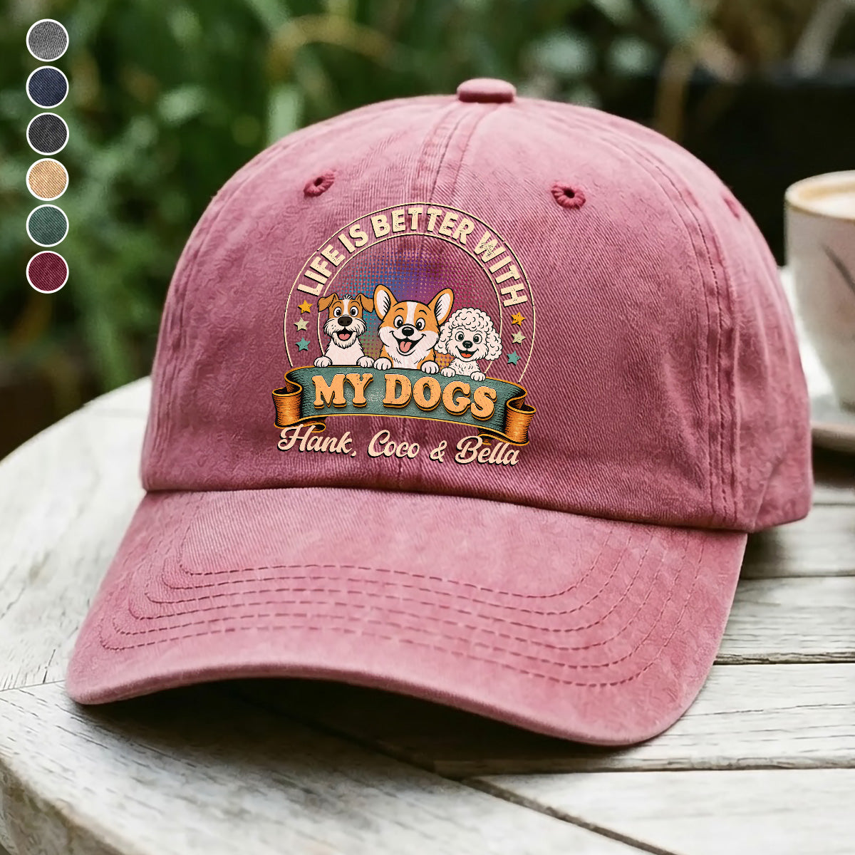 UPST94 Life Is Better With My Dog - Personalized Custom Wash Denim Cap